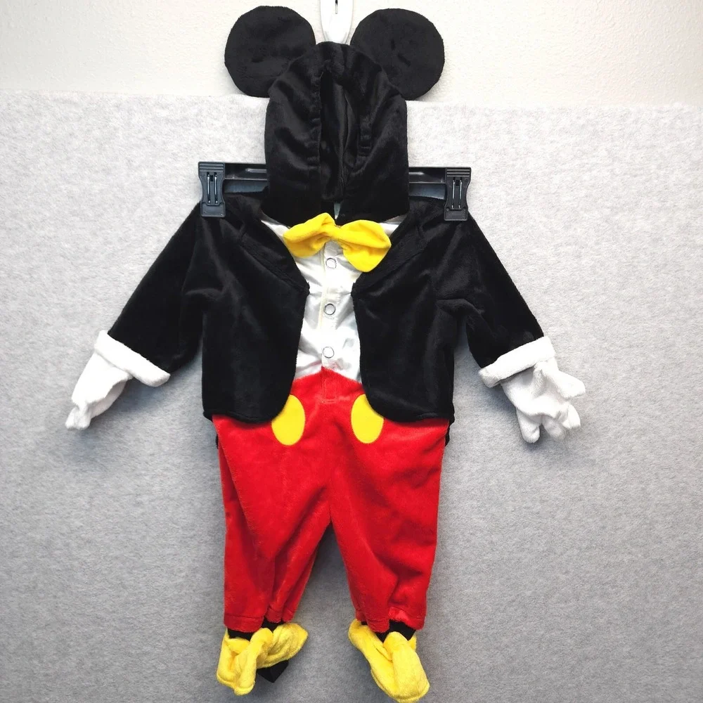 Disney Toys R Us Tuxedo Style Mickey Mouse Costume One Piece Hooded Baby 3-6M